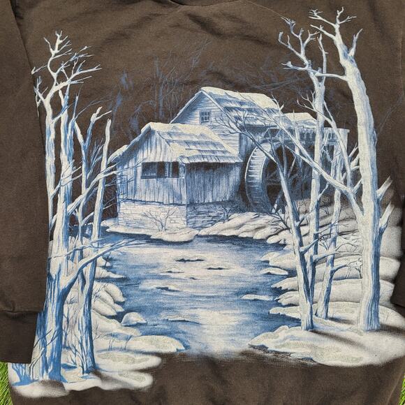 Vintage Winter Rustic Cabin Sweatshirt Womens Small 19x23 - Picture 3 of 12